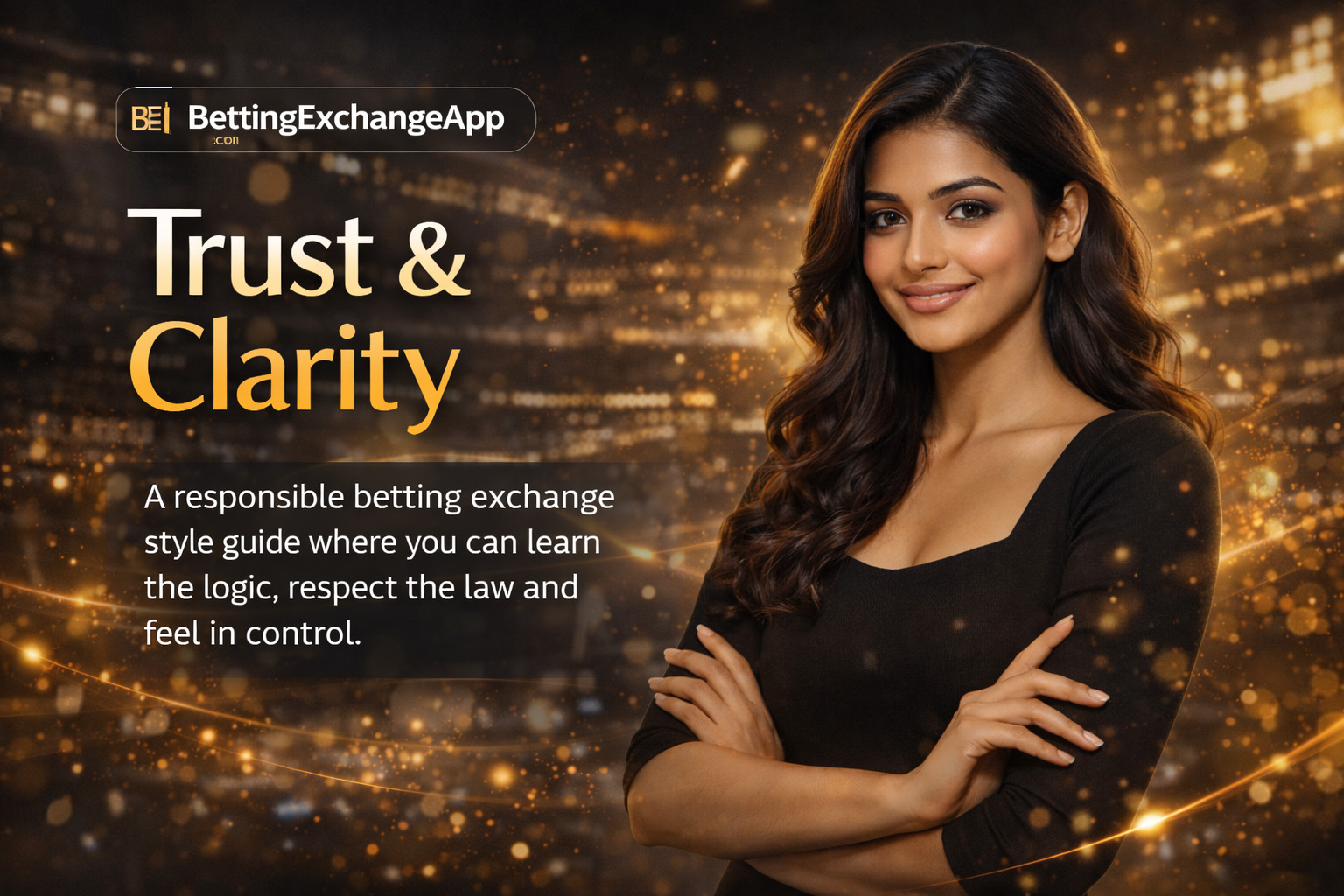 Trustworthy brand style model promoting Betting Exchange App Download website